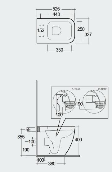 RAK Metropolitan Back To Wall Pan