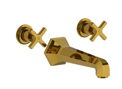 Lefroy Brooks Mackintosh Wall Mounted 3 Hole Bath Mixer Set - Polished Brass