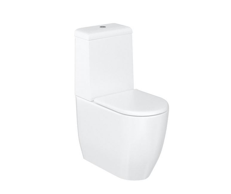 Milan Rimless Close Coupled Round WC & Seat - White Gloss