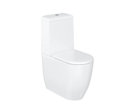 Milan Rimless Close Coupled Round WC & Seat - White Gloss