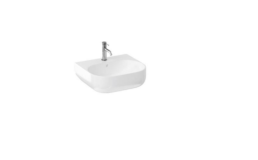 Milan 500mm Wall Mounted One Tap Hole Basin - White Gloss