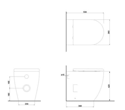 Milan Round Rimless Back To Wall & Seat - White Gloss