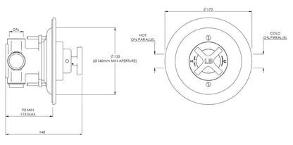 Lefroy Books Mackintosh Concealed Thermostatic Shower Mixer Valve - Silver Nickel