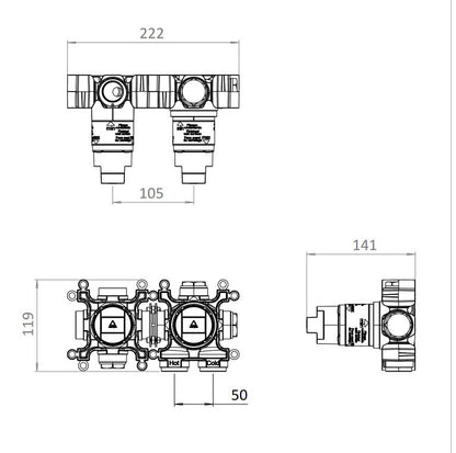 Crosswater Module 2 Outlet Concealed Valve 1500R