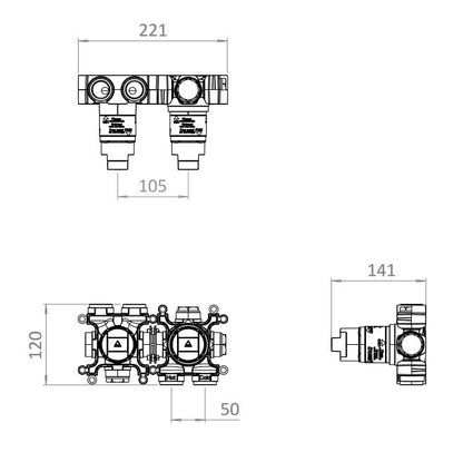 Crosswater Module 3 Outlet Concealed Valve 3701R