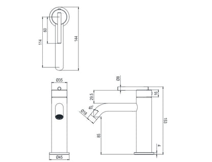 Crosswater 3one6 Lever Mono Basin Mixer - Slate Finish