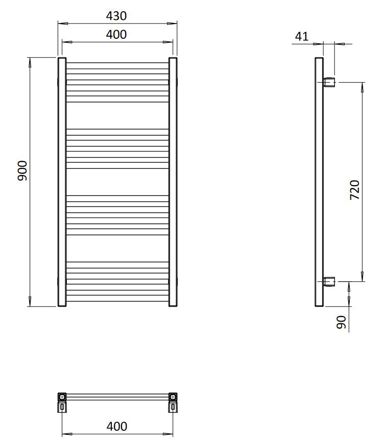 MPRO 430x900mm Towel Warmer Matt Black