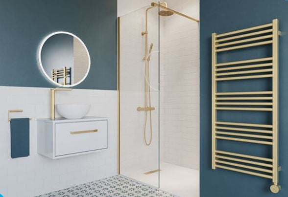 Crosswater MPRO 480 x 1140mm Electric Towel Rail Brushed Brass
