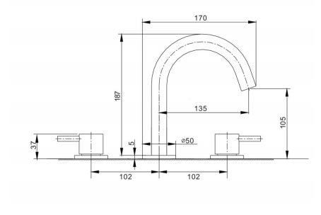 Crosswater MPRO 3 Tap Hole Deck Mounted Basin Mixer Brionze