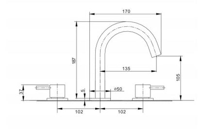 Crosswater MPRO 3 Tap Hole Deck Mounted Basin Mixer Brionze