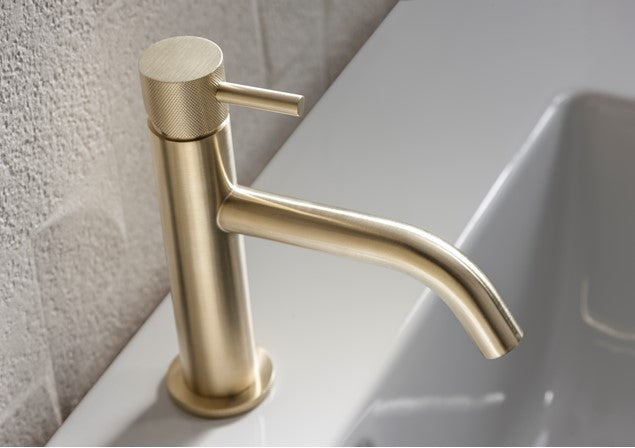 Crosswater MPRO Knurled Monobloc Basin Mixer Brushed Brass