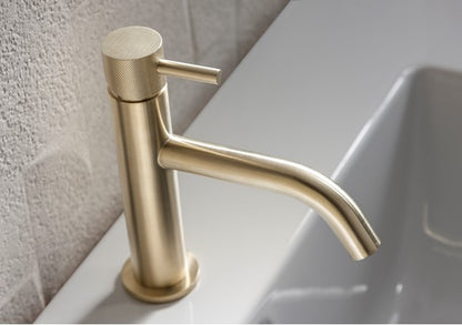 Crosswater MPRO Knurled Monobloc Basin Mixer Brushed Brass