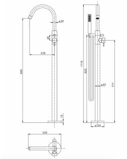 Crosswater MPRO Free Standing Bath Shower Mixer w/ Handset