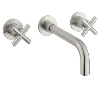 Crosswater MPRO 3 Hole Crosshead Wall Mixer - Brushed Stainless Steel