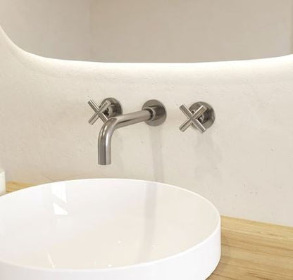 Crosswater MPRO 3 Hole Crosshead Wall Mixer - Brushed Stainless Steel