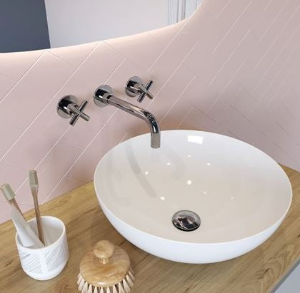 Crosswater MPRO 3 Hole Crosshead Wall Mounted Basin Mixer Chrome