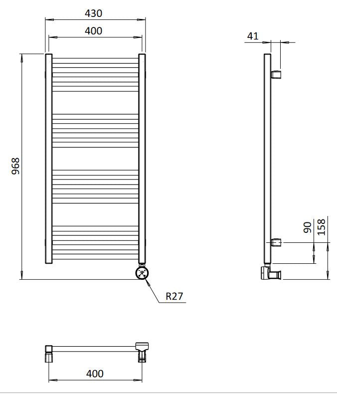 MPRO 430x900mm Towel Warmer Matt White Electric Only