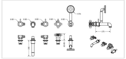 Crosswater MPRO Industrial 5 Hole Wall Bath Shower Mixer