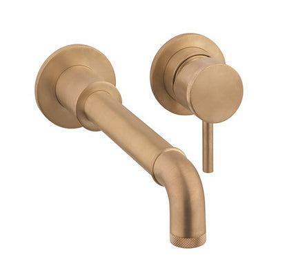 Crosswater MPRO Industrial Wall Mounted Basin Mixer Unlacquered Brushed Brass