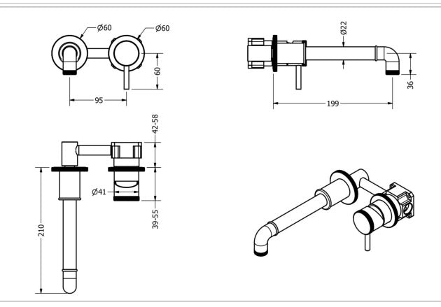 Crosswater MPRO Industrial Wall Mounted Basin Mixer Chrome