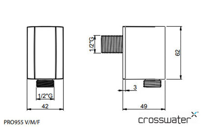 Crosswater MPRO Shower Wall Outlet Brushed Brass