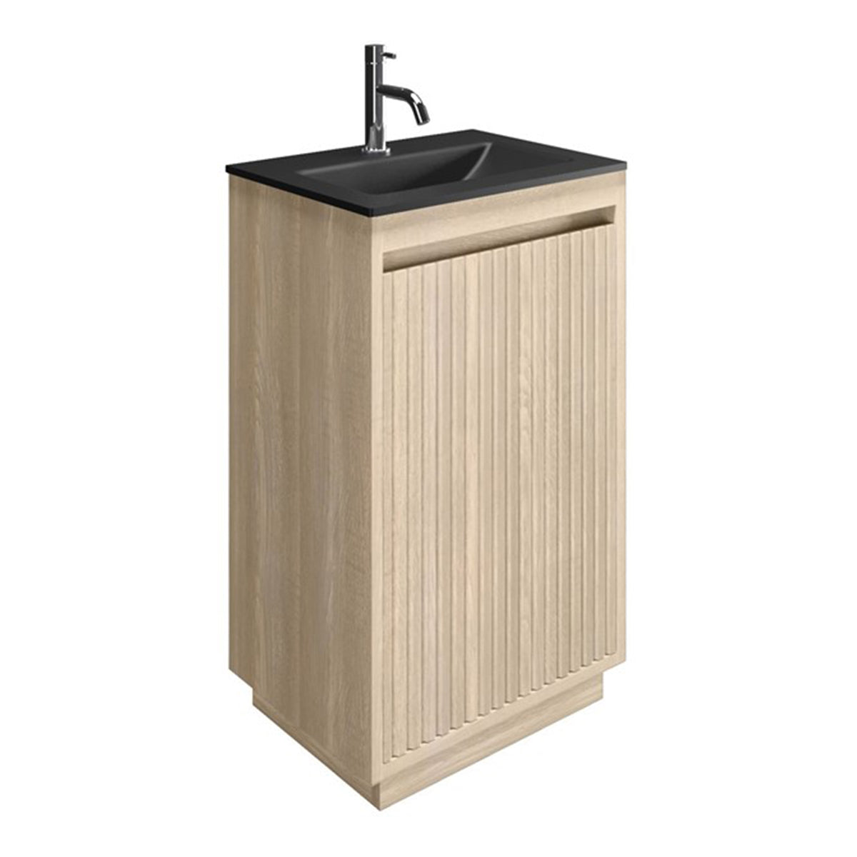 Crosswater Flute 470 Floor Standing Unit with Midnight Black Glass Basin