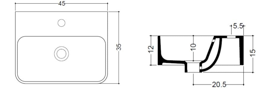 Crosswater Navona Basin 450mm x 350mm