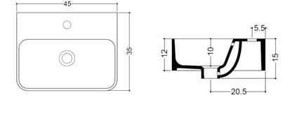 Crosswater Navona Basin 450mm x 350mm