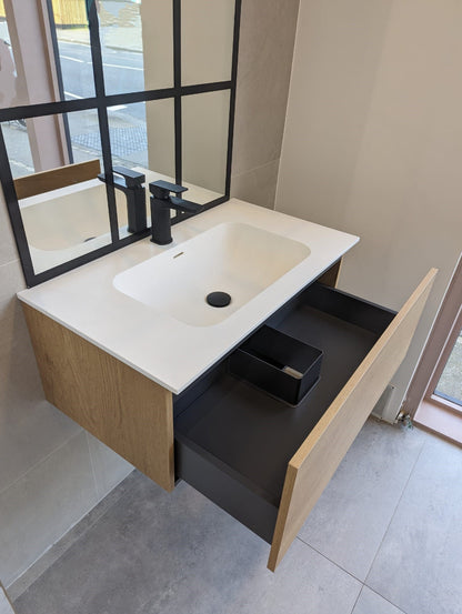 LUXE81 Nile Oak Cabinet With Matte Stone Basin
