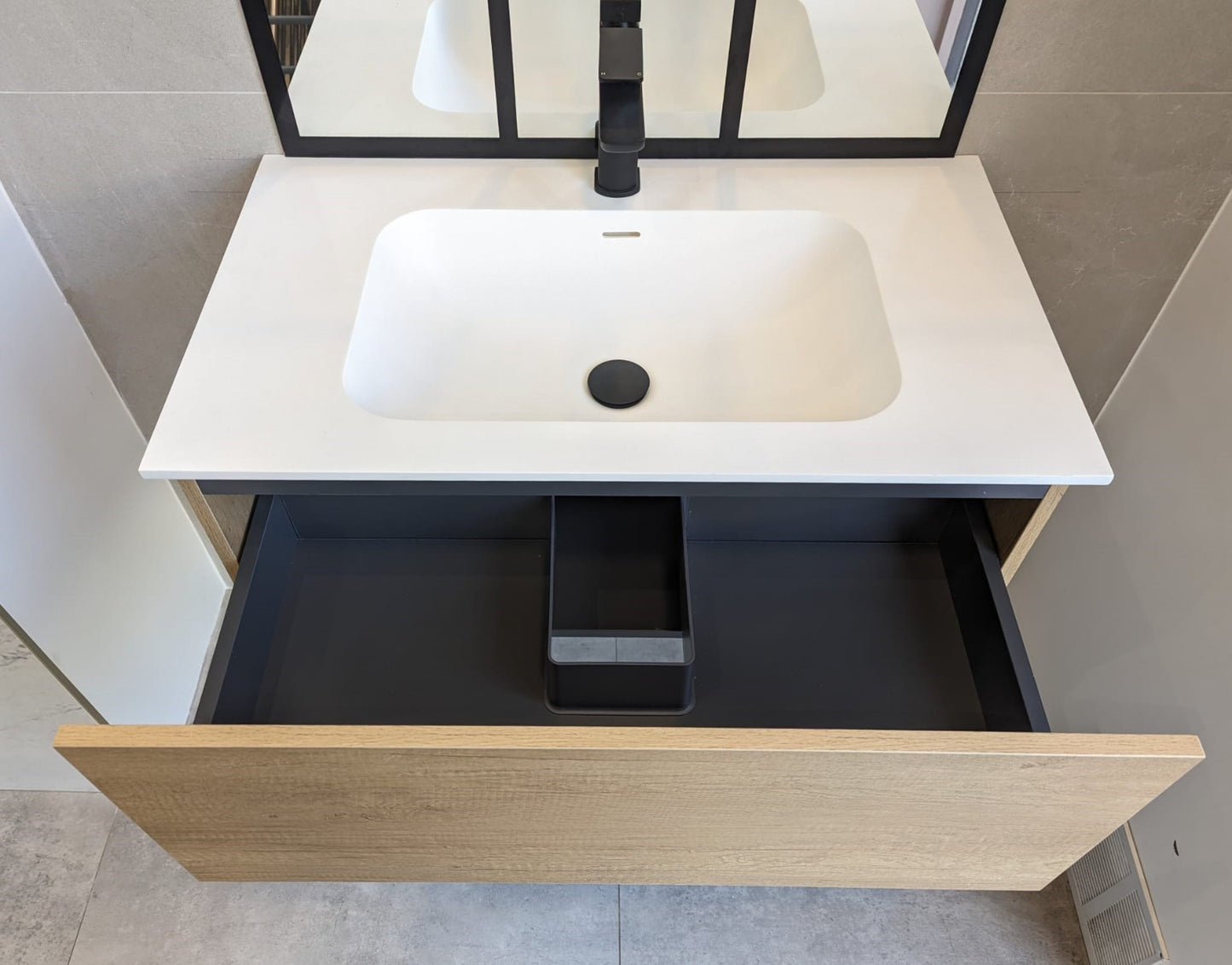 LUXE81 Nile Oak Cabinet With Matte Stone Basin