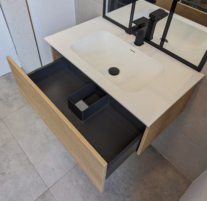 LUXE81 Nile Oak Cabinet With Matte Stone Basin