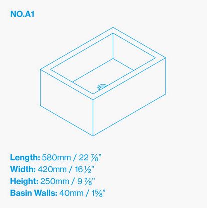 Kast Nors Basin 580 x 420mm (Choose Colour)
