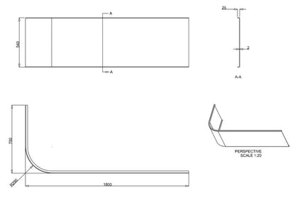 Viride offset bath panel 1800x750mm in White Gloss