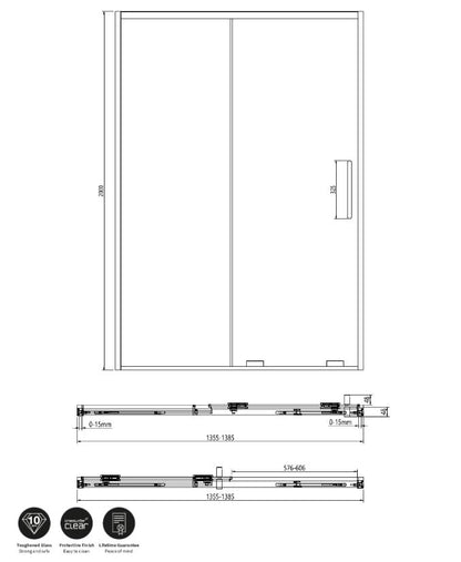 Crosswater Optix 10 Single Sliding Door 1400mm Brushed Brass