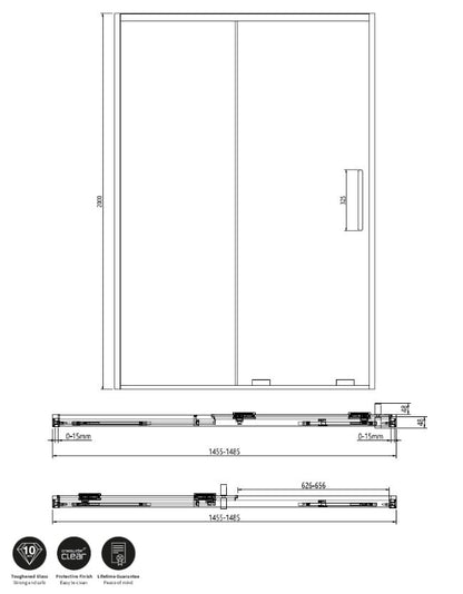 Crosswater Optix 10 Single Sliding Door 1500mm Brushed Brass