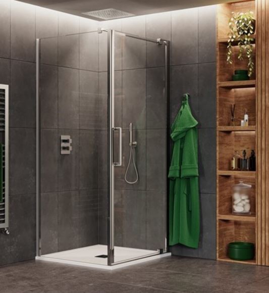 Optix 10 Pivot Door 800mm - Stainless Steel Shower Door