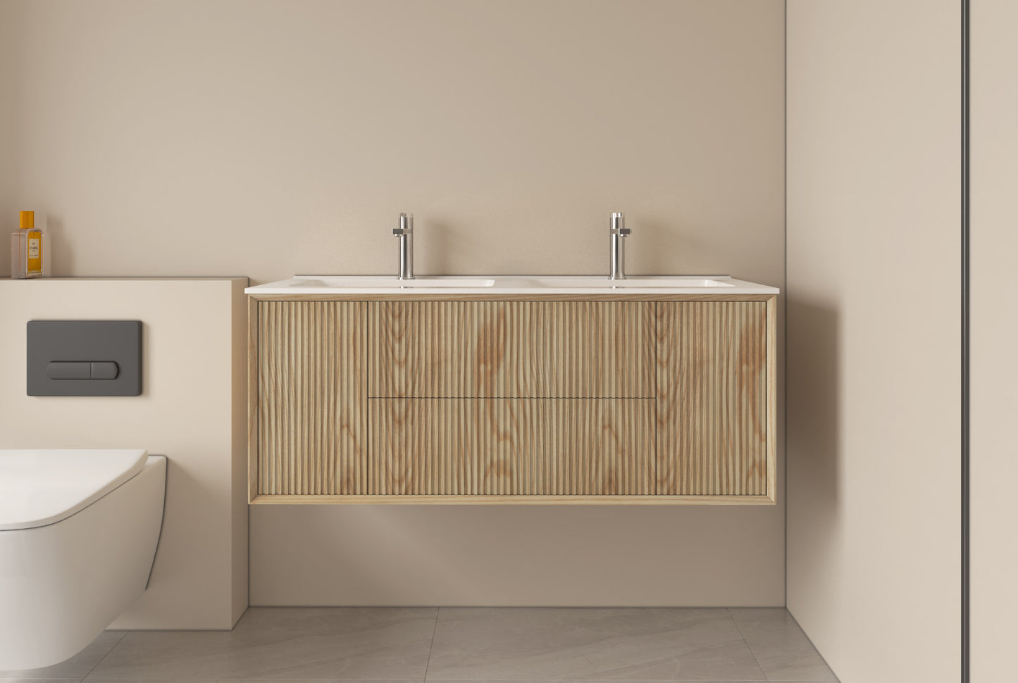 LUXE81 ORA 1200 Light Walnut Cabinet With Ceramic Basin