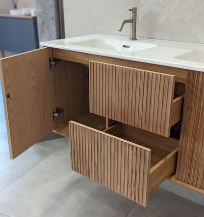 LUXE81 ORA 1200 Light Walnut Cabinet With Matte Basin