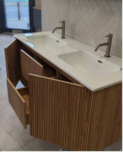 LUXE81 ORA 1200 Light Walnut Cabinet With Ceramic Basin