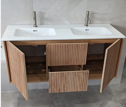 LUXE81 ORA 1200 Light Walnut Cabinet With Matte Basin