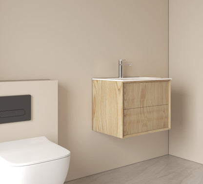LUXE81 ORA 600 Light Walnut Cabinet With Ceramic Basin