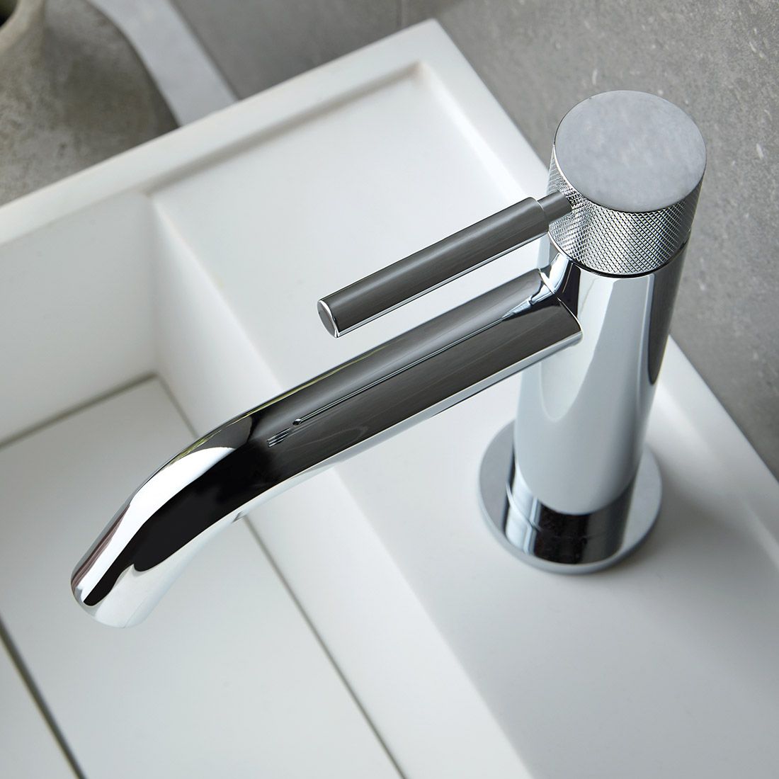 VADO Knurled Accents Slimline Mono Basin Mixer