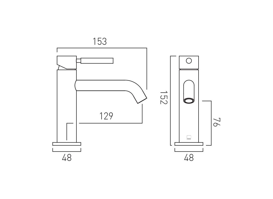 VADO Knurled Accents Slimline Mono Basin Mixer