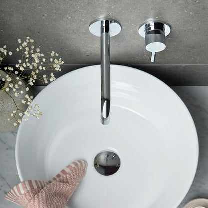 VADO Knurled Accents Slimline Wall Mounted Basin Mixer 180mm Spout