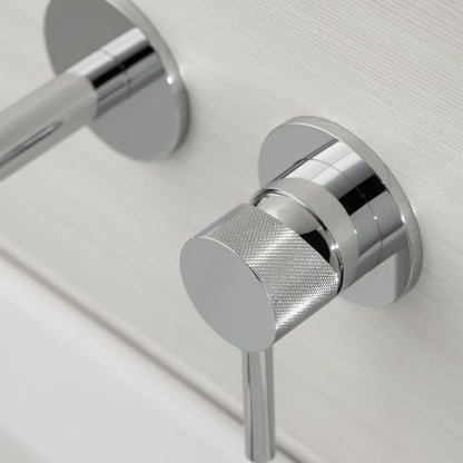 VADO Knurled Accents Slimline Wall Mounted Basin Mixer 180mm Spout