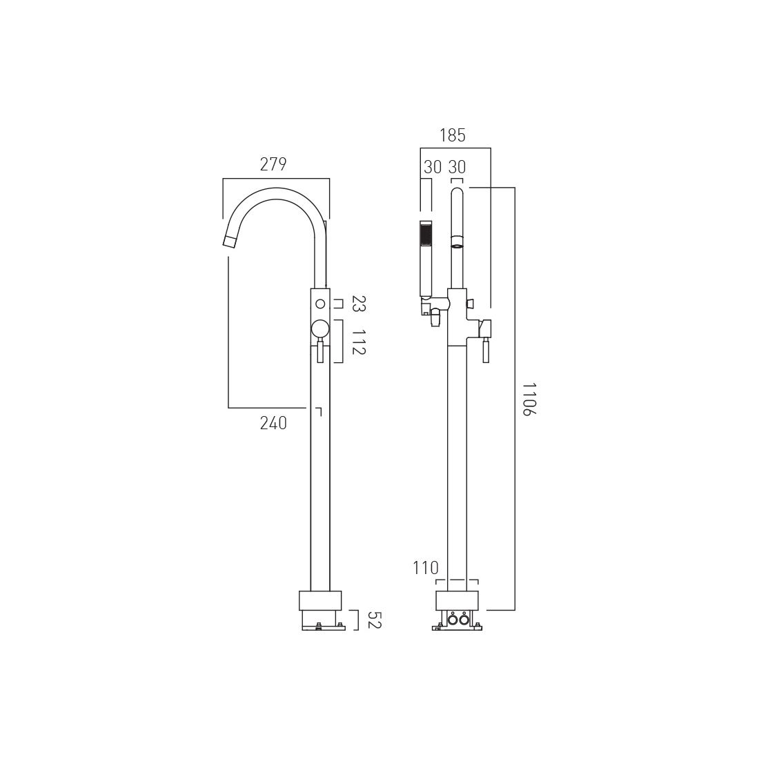 VADO Origins Floor Standing Bath Shower Mixer + Shower Kit