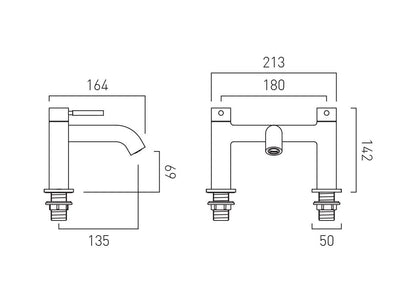 VADO Knurled Accents Slimline Bath Filler