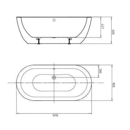 BC Designs Ovali 1690 x 800mm Double Ended Free Standing Bath White Gloss