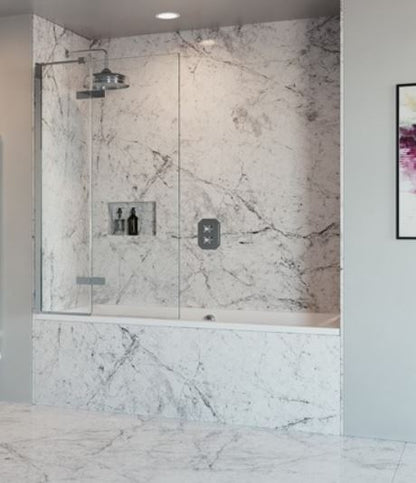 Crosswater Optix Left Hand Hinged Bath Screen With Inline Panel - Polished Stainless Steel