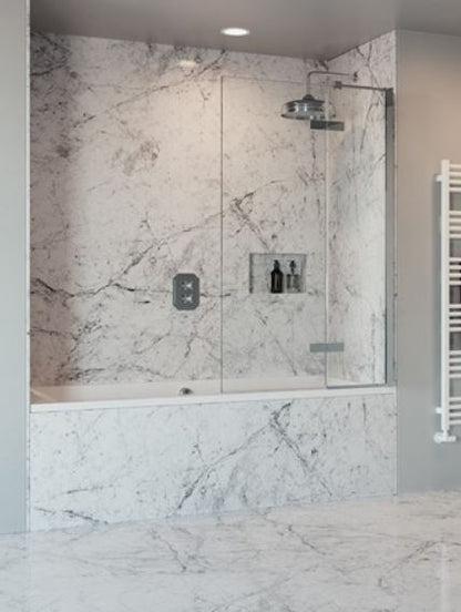 Crosswater Optix Right Hand Hinged Bath Screen With Inline Panel - Polished Stainless Steel